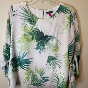 Vince Camuto Palm Print Blouse | L